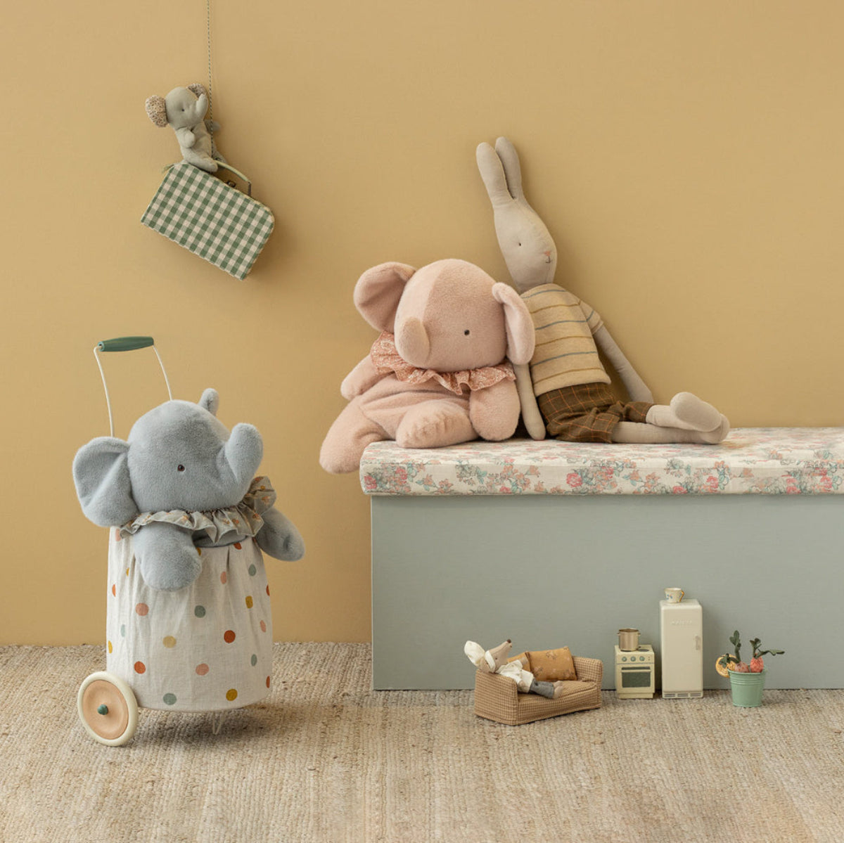 Maileg Safari Friends Large Plush Elephant, Powder