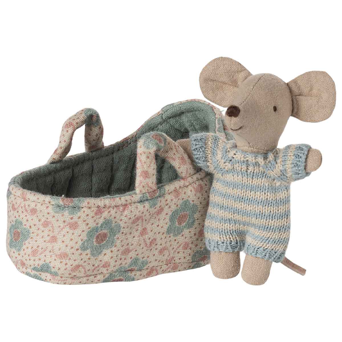 Maileg Baby Mouse in Carry Cot