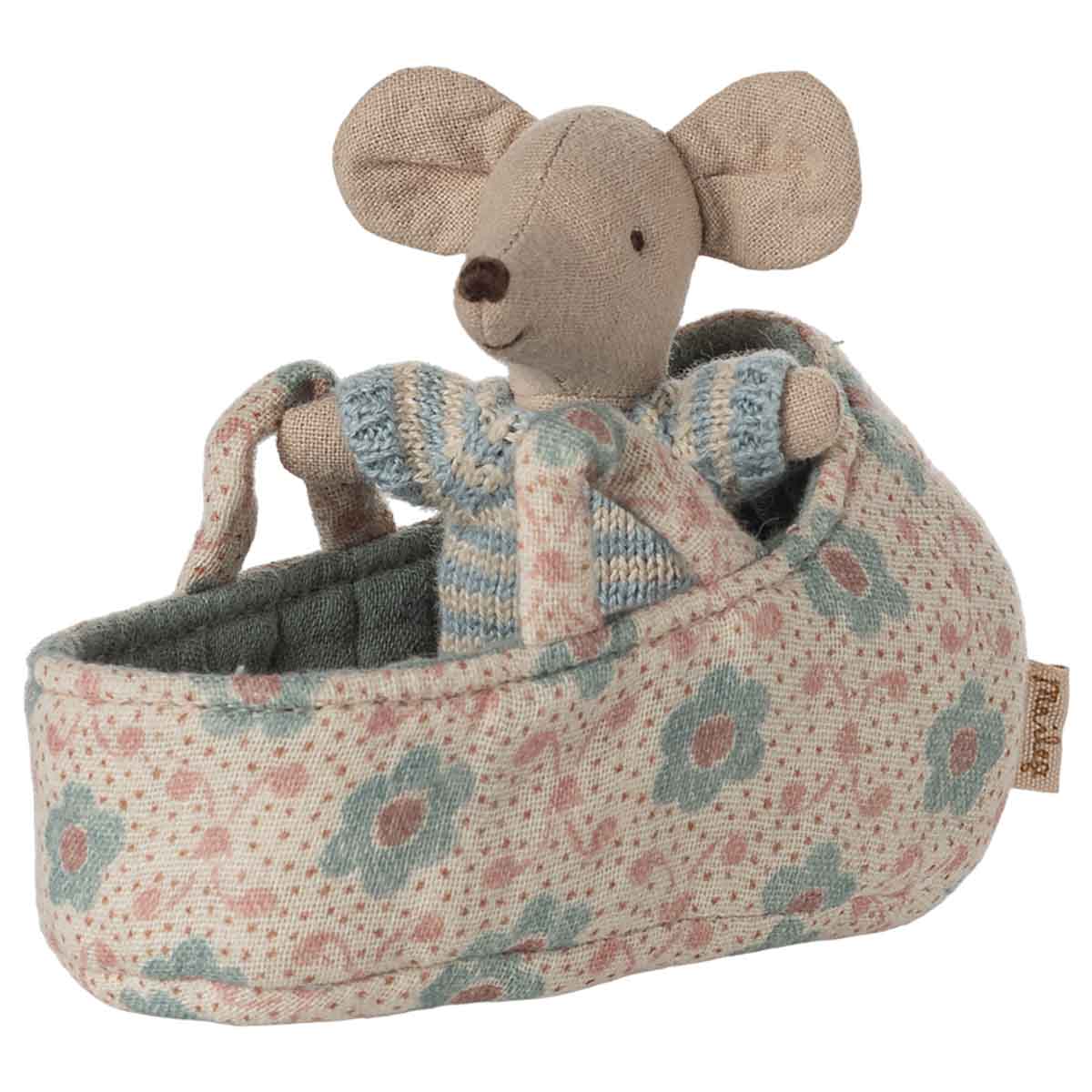 Maileg Baby Mouse in Carry Cot