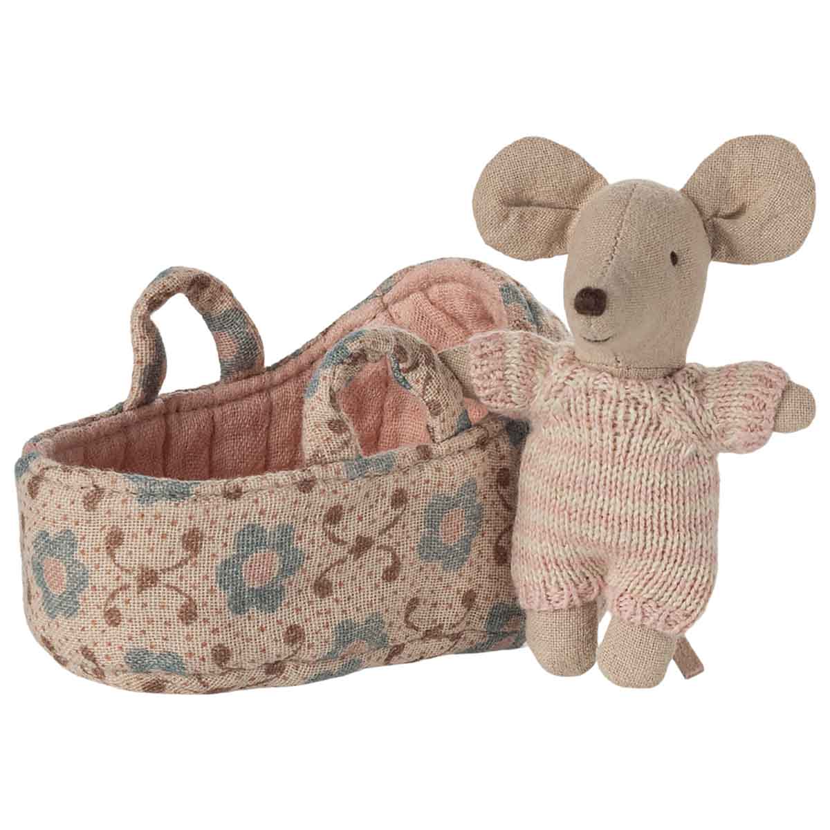 Maileg Baby Mouse in Carry Cot