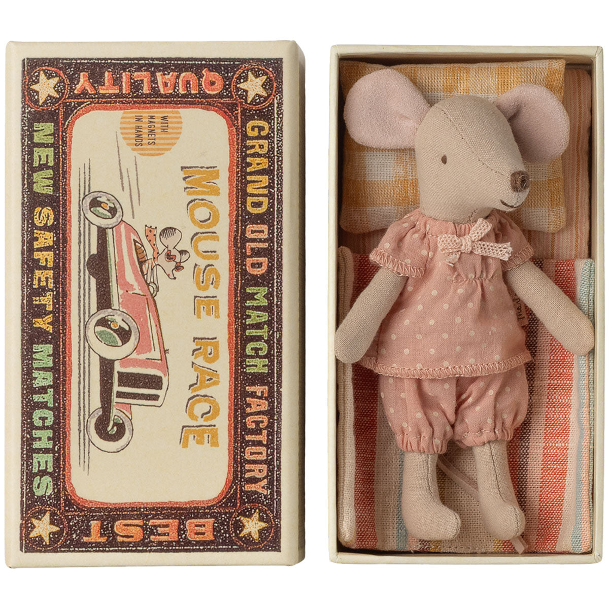 Maileg Big Sister Mouse in a Box, Rose Pajamas