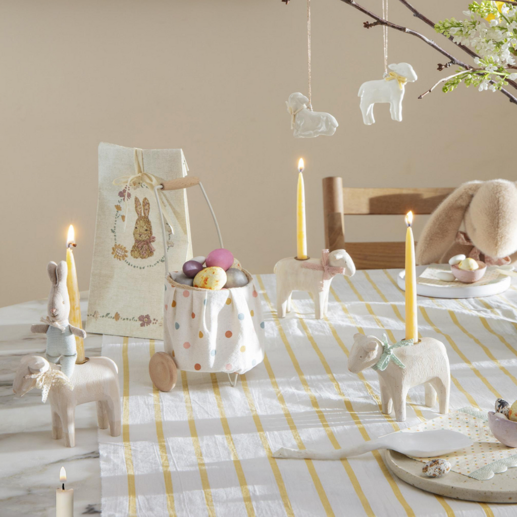 Maileg Wooden Candle Holder, Lamb for Easter & Holiday decor