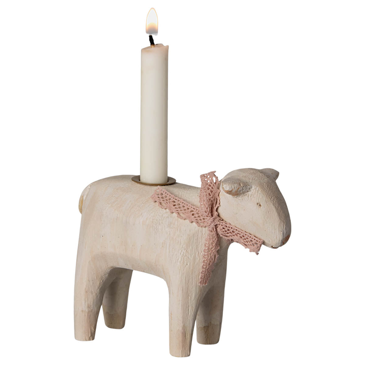 Maileg Wooden Candle Holder, Lamb for Easter & Holiday decor