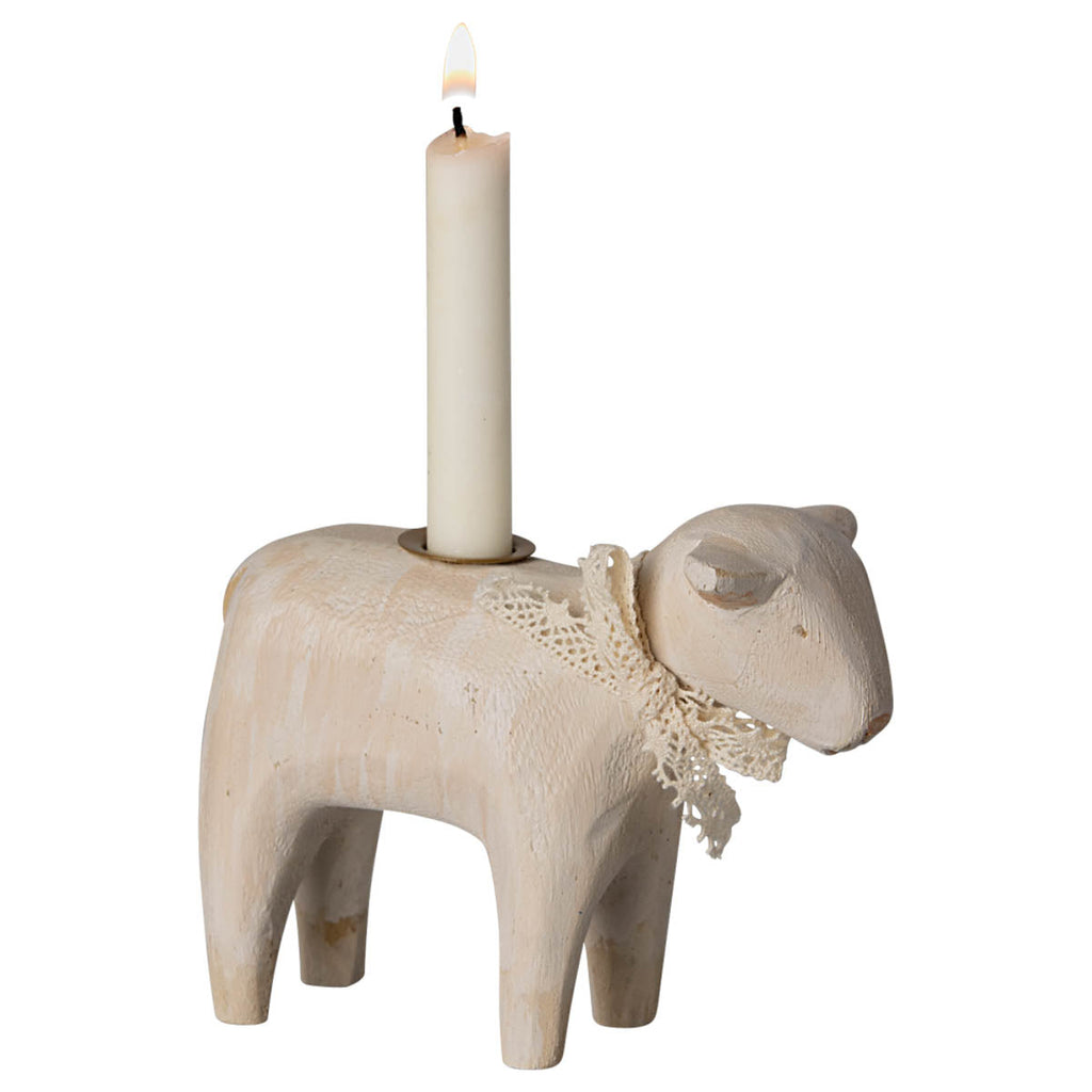 Maileg Wooden Candle Holder, Lamb for Easter & Holiday decor