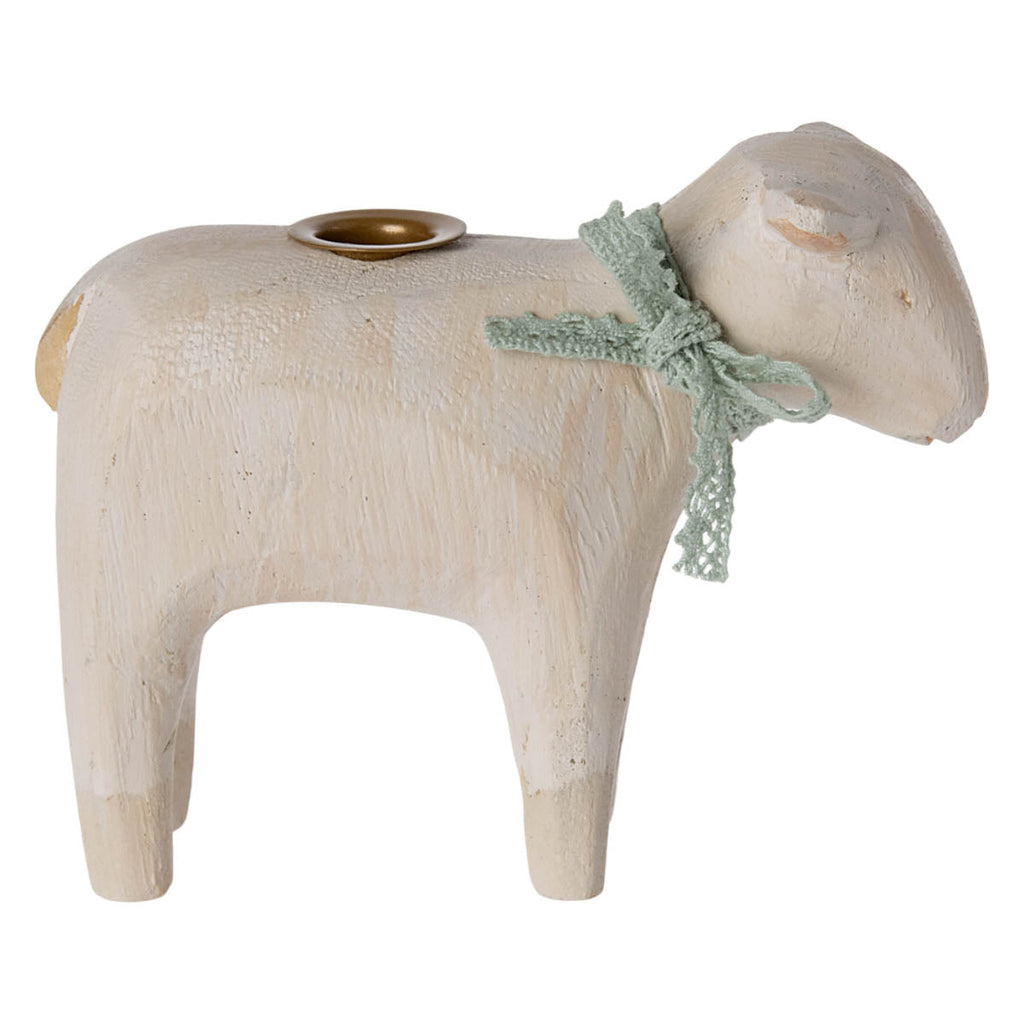 Maileg Wooden Candle Holder, Lamb for Easter & Holiday decor