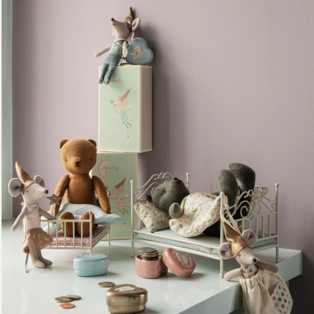 Maileg Teddy Junior – Mustard Linen Teddy Bear